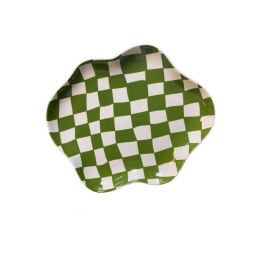 Ins High Value Tableware Black And White Green Irregular Cloud Plate