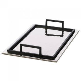 Accent Plus Rippled Mirrored Aluminum Serving Tray - Rectangle
