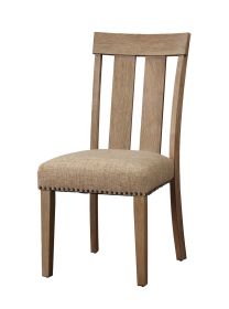 Nathaniel Side Chair (Set-2); Slatted Back; Fabric & Maple (2Pc/1Ctn)